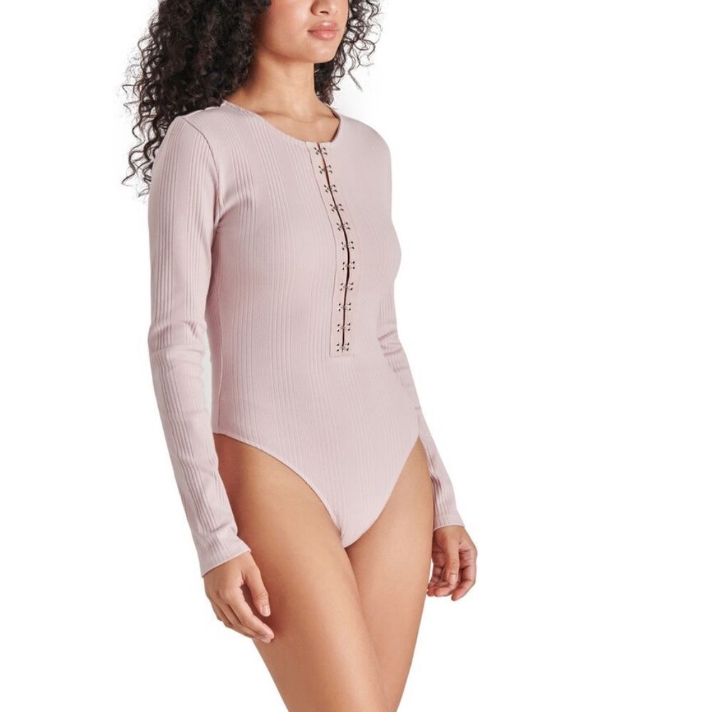 Steve Madden Maila Long Sleeve Stretch Cotton Bodysuit Size M